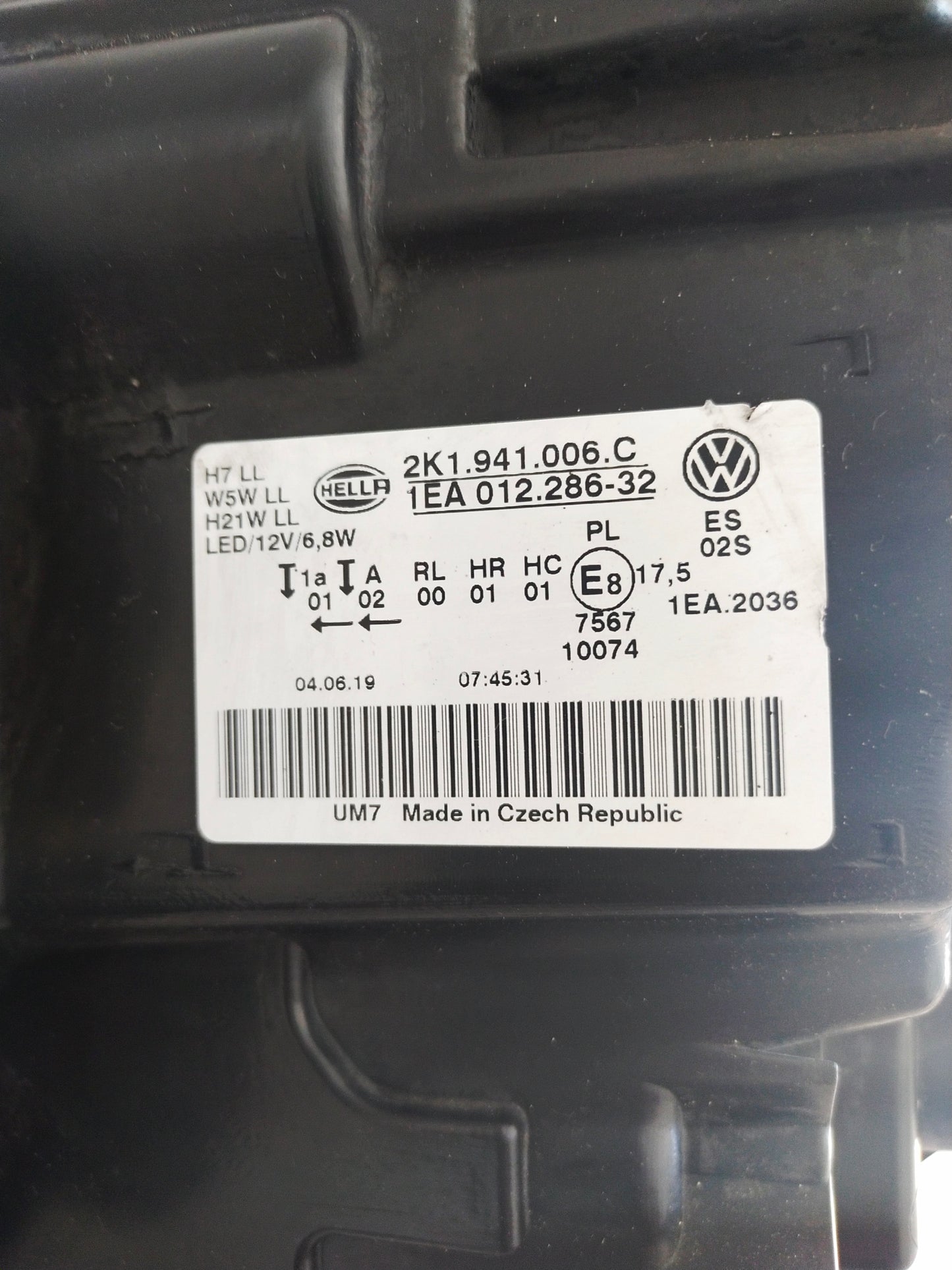 Phare optique Droit VW C/MPV CADDY IV (SAA, SAH)2.0 TDI [2015-2020]réf 2k1941006C