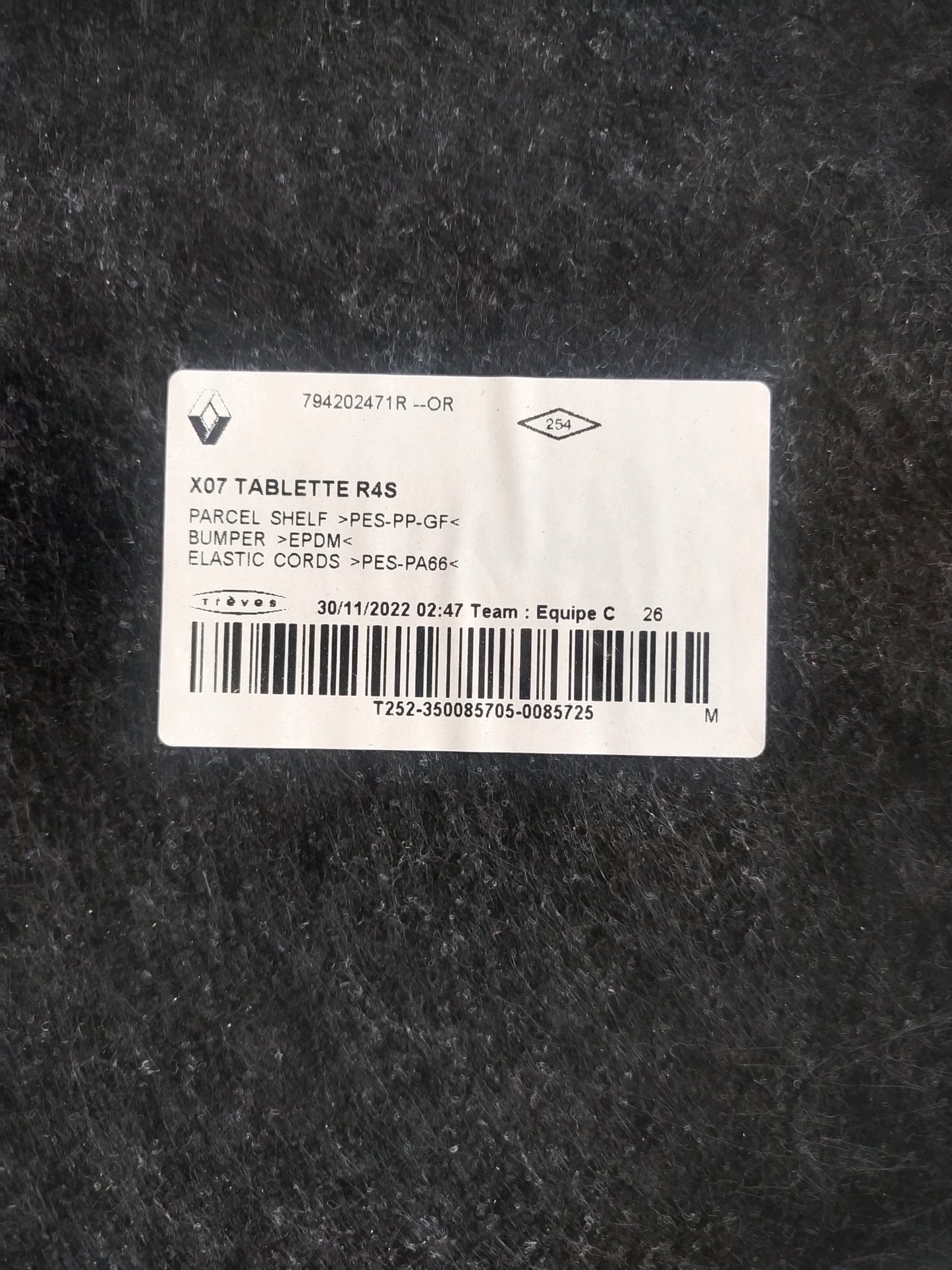 Plage arrière - Renault TWINGO III  REF 794202471R